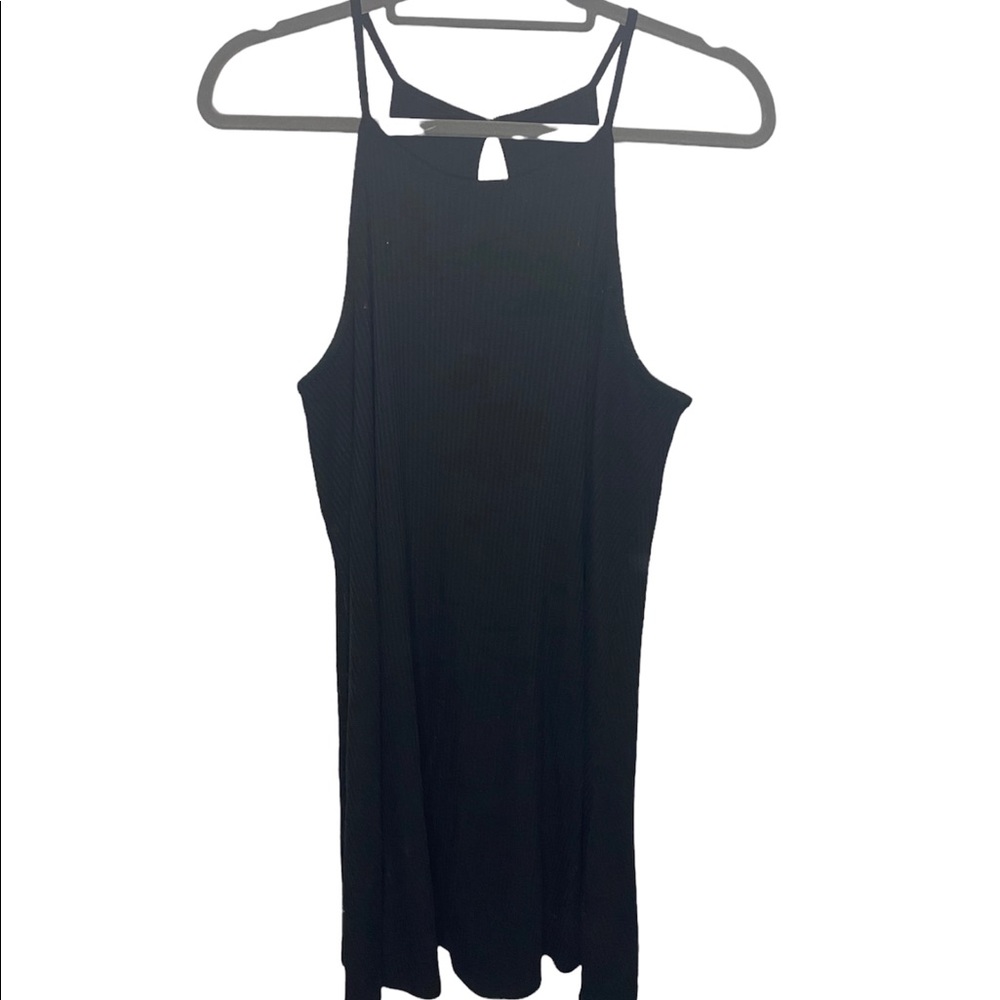 Love Fire Black Ribbed Shift Dress